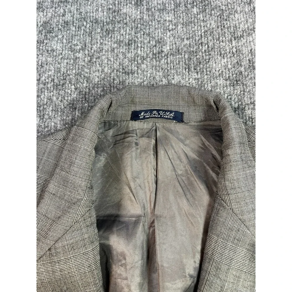 Vintage Austin Reed Wool Sport Coat Beige Glen Check Made in USA Quiet Luxury Cl